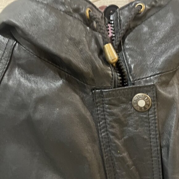 Authentic Winlit Vintage Small Black Leather Jacket/Coat Leather - Picture 2 of 16